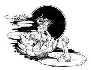 Fairy Without any Wings in a water lily