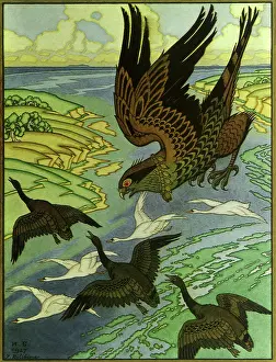 Bilibin: Falcon and Geese