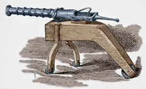 Mobility: Falconet. Engraving. Museo Militar, 1883. Later colouration