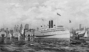 Tugs: Fall River Line steamer setting off from New York, USA