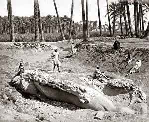 Memphis: The fallen statue of Seostris, Memphis, Egypt, circa 1880s