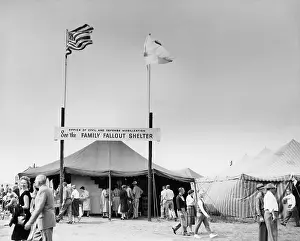 Basements: Fallout shelters promoted at a county fair. ?