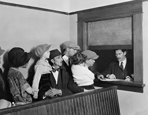 Interactions: Families waiting in line at window