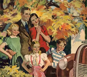 Admiring: Family Admiring Car