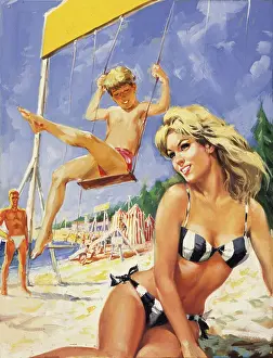 Family on beach
