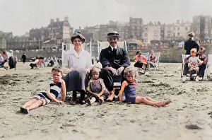 Shanter: Family on Beach - circa 1920