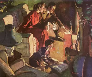 Relation: Family around Fireplace