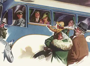 Schroeder: Family greets Passengers on Bus