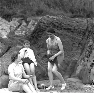 Harper: Family group of bathers in Devon