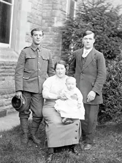 Family group with man in uniform, First World War