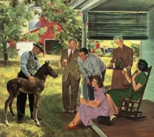 Crockwell: Family Inspecting Colt