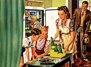 Refrigerator: Family in Kitchen