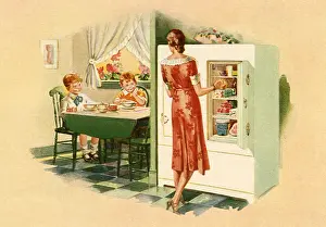 Refrigerator: Family Kitchen Scene