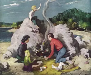 Sheltered: Family Picnic on Beach
