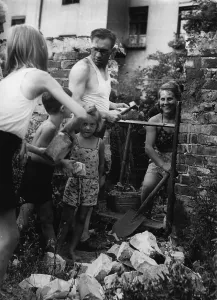 Breakthrough: Family working on air-raid protection, 1943
