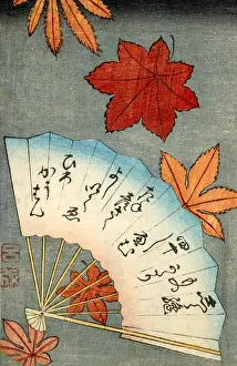 Leafs: Fan with maple leaves, from the book Ezoshi ?