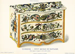 Auguste Le Brument: Fancy chest of drawers in the rockery style, Rouen
