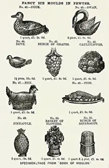 Mould: Fancy ice moulds in pewter 1887