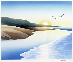 Swoop: Fantasy coastal scenery at sunrise