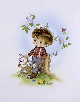 Twee: Fantasy Illustration - young boy and rabbit