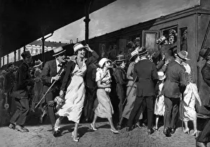 Traveler: Farewell scene at the train station, 1919