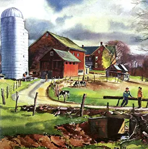 Silo: Farm, Silo, Cow and Boys