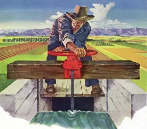 Husbandry: Farmer Irrigates Land