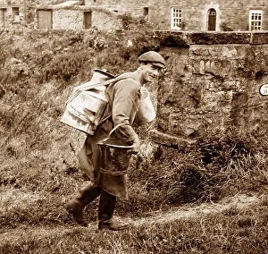 Swaledale: Farmer with milk back-can, Swaledale, Yorkshire 40s - 50s
