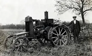 Ransome: Farmer with Ransome plough pulled by lightweight engine