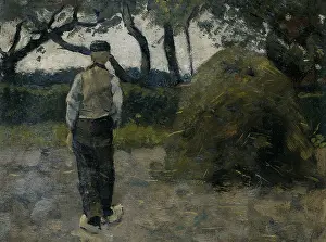 Haying: A Farmer Standing Near a Hay-Stack