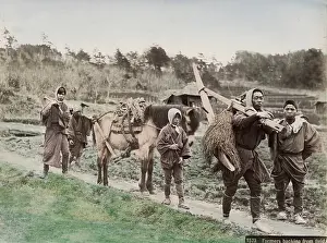 Ranch: Farmers returning from the fields, Japan