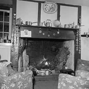 Cushioned: Farmhouse fireplace