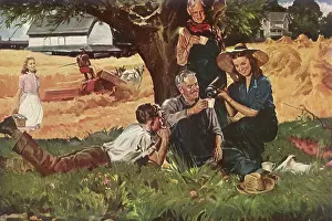 Enjoys: Farming Family enjoys Coffee during Break