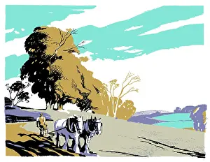 Furrows: Farming scene with horses ploughing