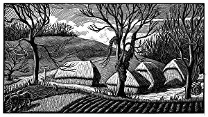Haystacks: Farming Scene with ploughing and haystacks