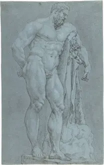 Lint: The Farnese Hercules, 1639, Black chalk heightened