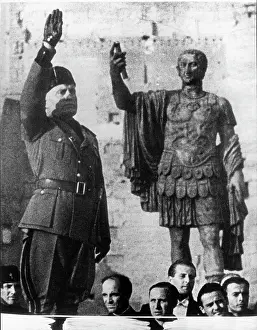 Acknowledging: Fascist Dicator Benito Mussolini 1883 - 1945