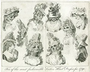Headdresses: Fashionable headdresses for 1791