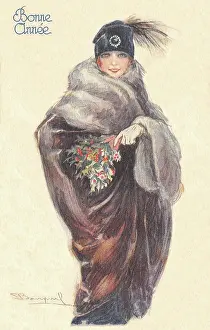Bompard: Fashionable lady with holly