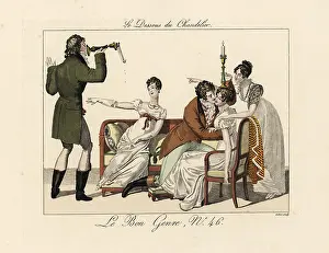 Dessous: Fashionable people playing the game of the candlestick base