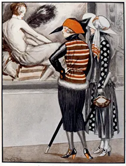 Pleated: Fashionable women at an art exhibition