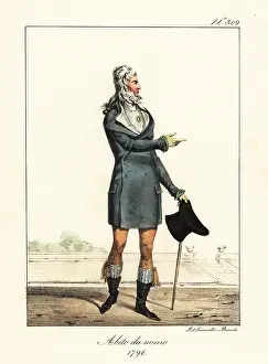 Cudgel: Fashionable young man or Incroyable, Directoire era, 1796