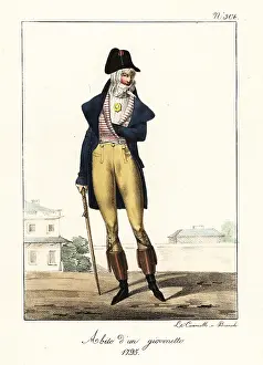 Cudgel: Fashionable young man or Incroyable, Directoire era, 1795