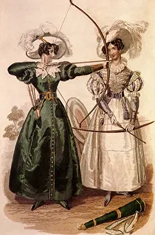 Bows: Fasionable Women holding Bows and Arrows