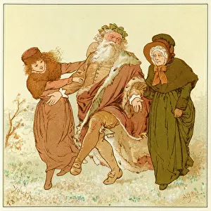 Father Christmas accompanied by Youth and Age