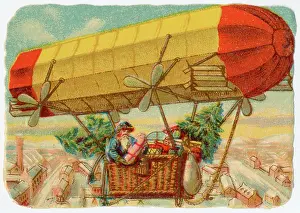 Father Christmas in an airship