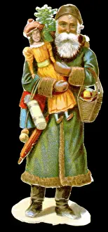 Trimmed: Father Christmas delivering presents