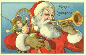 Racquet: Father Christmas delivering presents