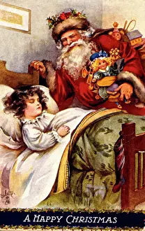 Retrographics Limited: Father Christmas delivering presents to sleeping child