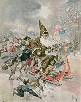 Hoards: Father Christmas delivering Xmas presents